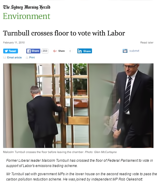 Malcolm Turnbull Votes Against His Own party
