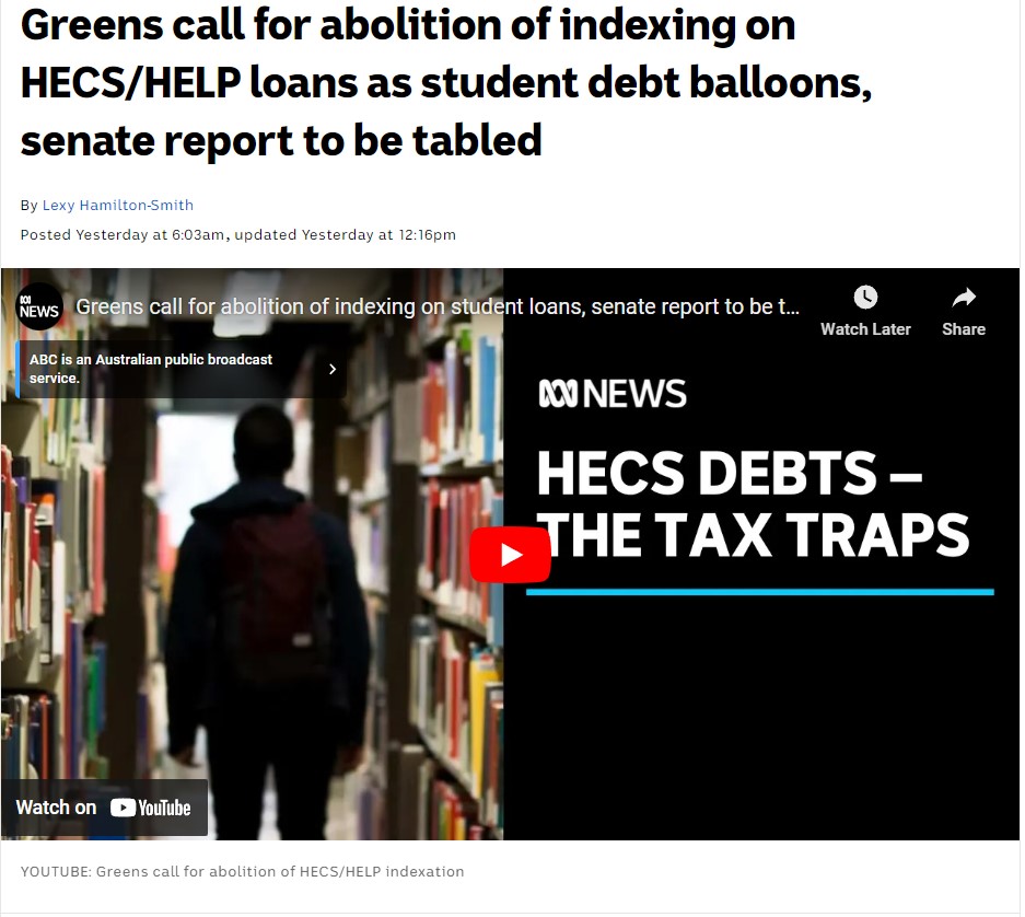 Leftist media and politicians call for freeze on student debt.
