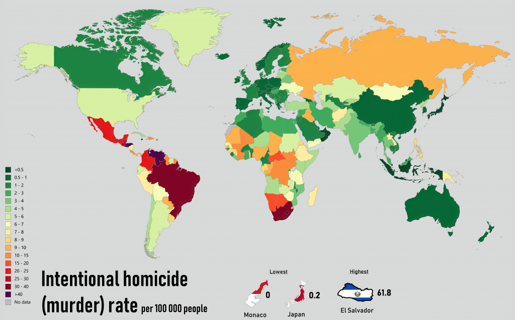 International murder rate per 100,000 people