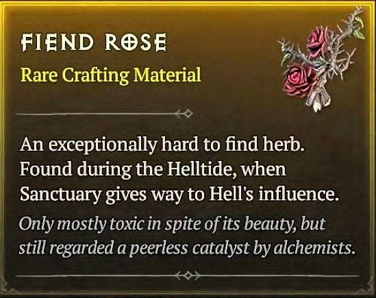 Diablo 4 Fiend Rose herb crafting material