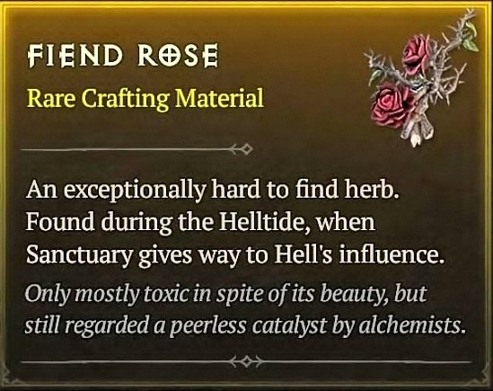 Diablo 4 Fiend Rose herb crafting material